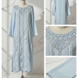 Ice Blue Embroidered Kurta with Pintucks