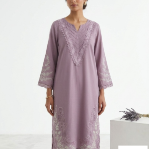 Lilac fabric sheesha silk dupata cotton net three piece ready to wear