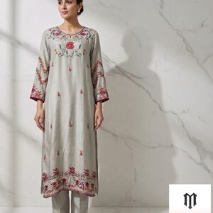 Soft Grey Floral Embroidered Kurta