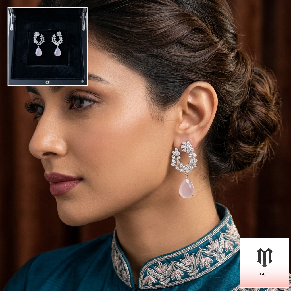 White drop Earrings