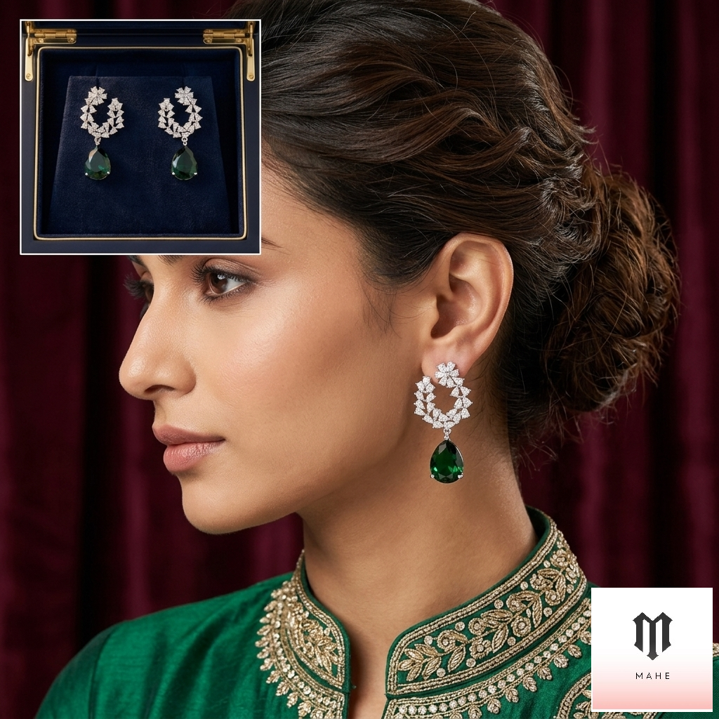 Emerald drop Earring