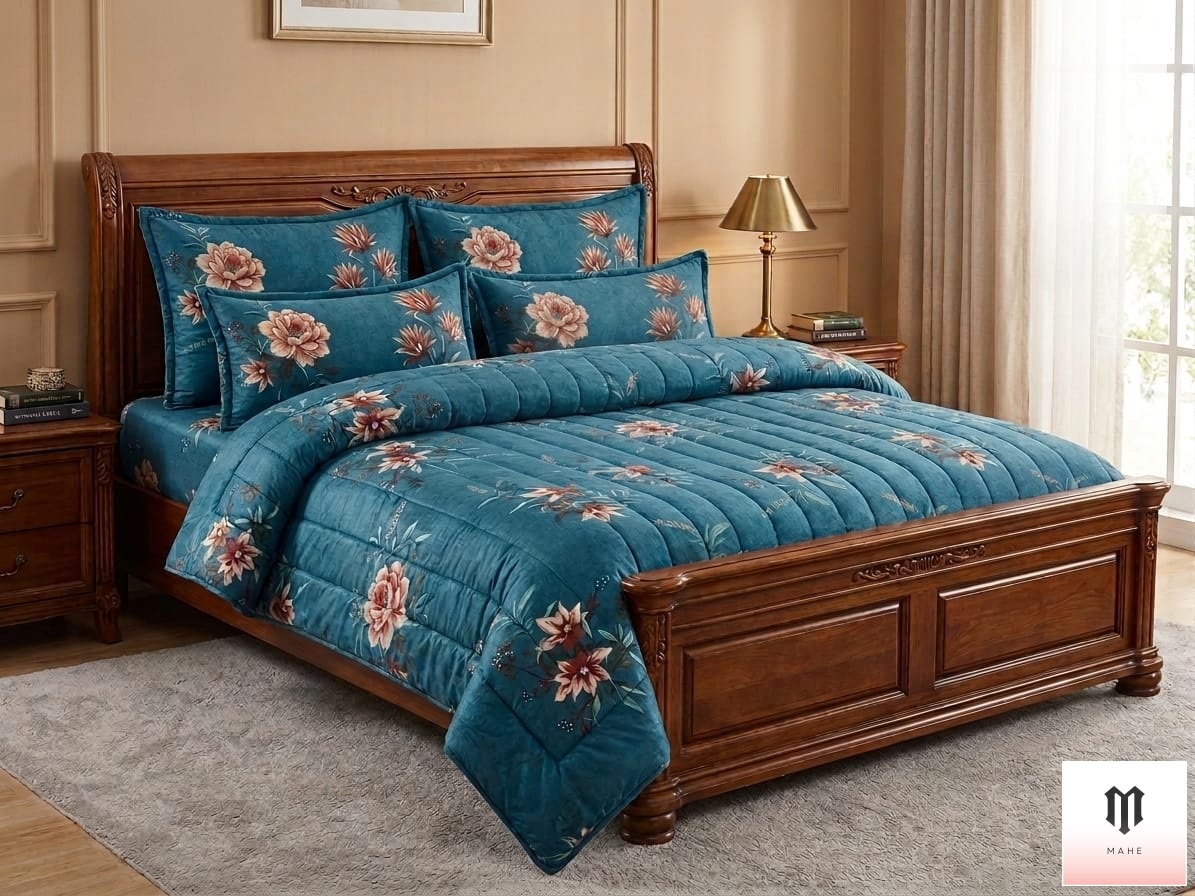 Teal Elegance Quilted Comforter & Bedding Set