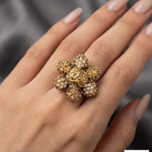 Vintage Turkish Pearl Blossom Ring