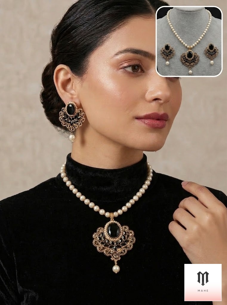 Lustre Black Pearl Mala Set
